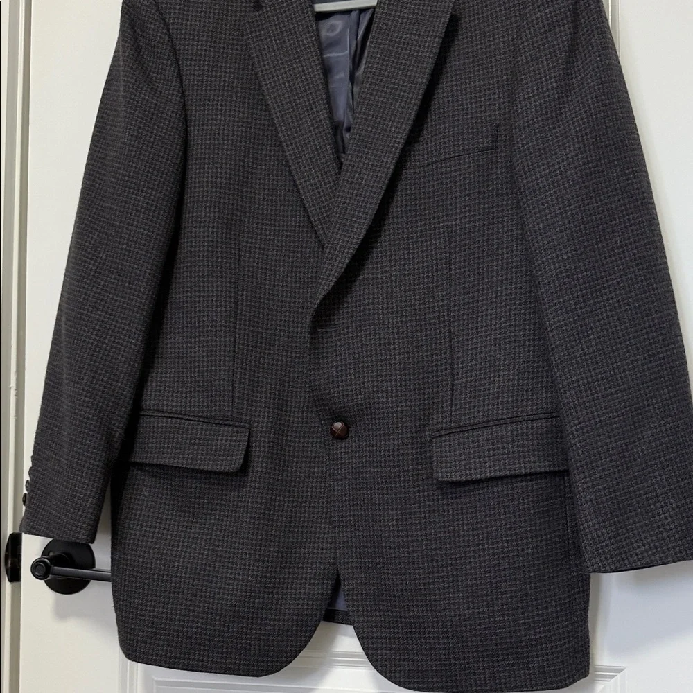Saddlebred Mens Wool Blazer Houndstooth Pattern size 42 Regular 100% Lambswool